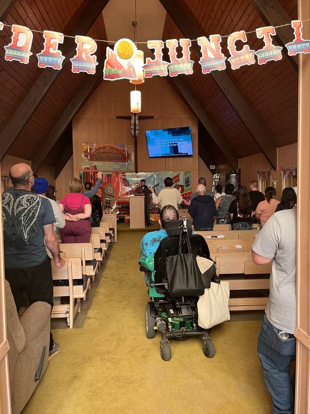 Worship inside the chapel